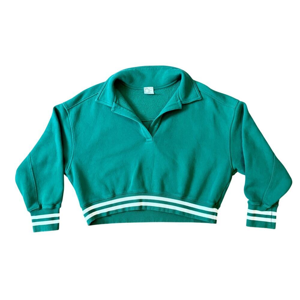 Offline By Aerie Cloud Fleece Polo Sweatshirt Island Pine V-Neck Women’s Large